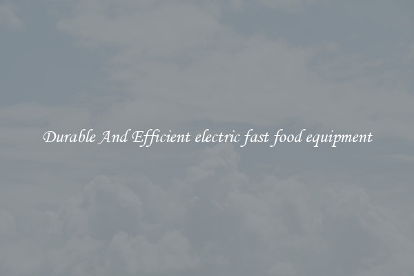 Durable And Efficient electric fast food equipment