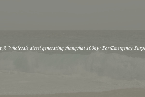 Get A Wholesale diesel generating shangchai 100kw For Emergency Purposes